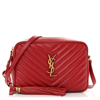 SAINT LAURENT Calfskin Matelasse Monogram Lou Camera Bag Rouge Eros