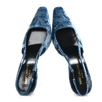 SAINT LAURENT Velluto Mastrop Tom 90 Dream Slingback Pumps 40 Denim