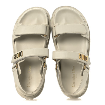 CHRISTIAN DIOR Lambskin Dioract 10mm Slide Sandals 40 Off White
