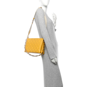 LOUIS VUITTON Lambskin Embossed Monogram Coussin PM Sunflower