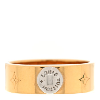 LOUIS VUITTON Brass Monogram Engraved Nanogram Ring S Gold