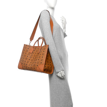 MCM Visetos Large Munchen Tote Cognac
