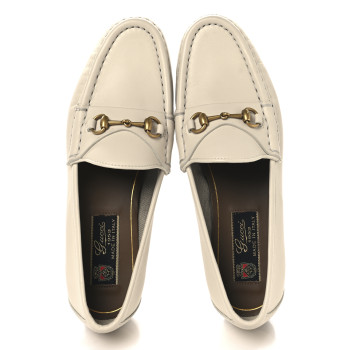 GUCCI Betis Glamour Calfskin Womens 1953 Horsebit Loafers 36 Mystic White