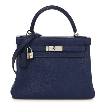 HERMES Togo Kelly Retourne 28 Bleu Encre