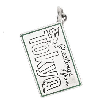 TIFFANY Sterling Silver Enamel Tokyo Postcard Charm Blue