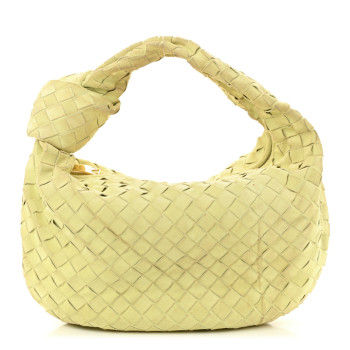 BOTTEGA VENETA Suede Calfskin Intrecciato Teen Jodie Hobo Lemon Wash