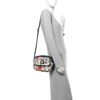 GUCCI Canvas Flora Floral Shoulder Bag White Blue Agata Mulitcolor