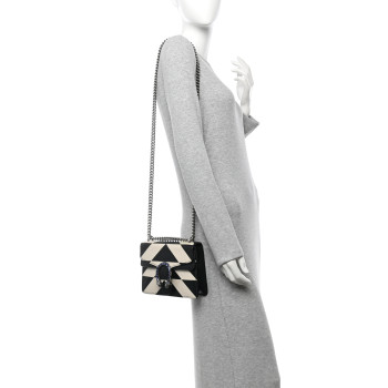 GUCCI Calfskin Geometric Print Mini Dionysus Shoulder Bag Black White