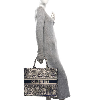 CHRISTIAN DIOR Canvas Embroidered Large Dioriviera Toile De Jouy Book Tote Blue