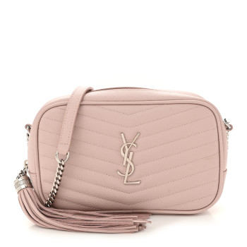 SAINT LAURENT Grain De Poudre Matelasse Monogram Mini Lou Camera Bag Marble Pink