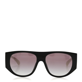 CHANEL Acetate Quilted CC Pilot Sunglasses 71465 White Black