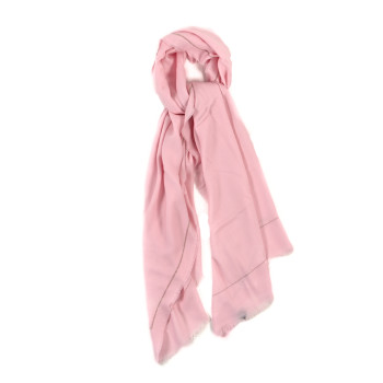 CHANEL Wool Metal Chain Stole Light Pink