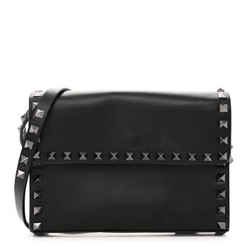 VALENTINO GARAVANI Vitello Monochrome Flap Crossbody Bag Black