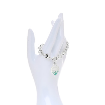 TIFFANY Sterling Silver Enamel Return To Tiffany Color Splash Heart Tag Bracelet Blue