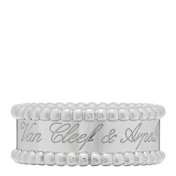 VAN CLEEF & ARPELS 18K White Gold Perlee Signature Ring 53 6.5