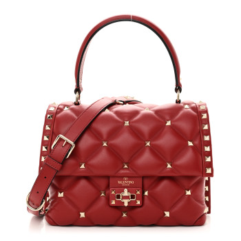 VALENTINO GARAVANI Nappa Medium Candystud Top Handle Bag Rosso Valentino