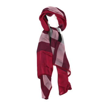 BURBERRY Satin Silk Mega Check Scarf Fuchsia Pink