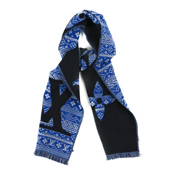 LOUIS VUITTON Wool Scarf Black Blue