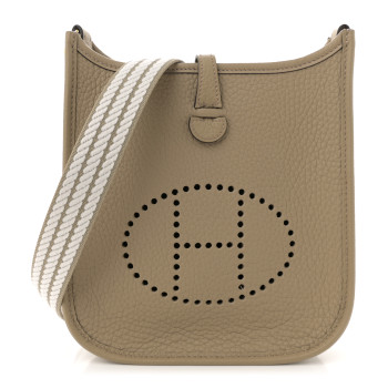HERMES Taurillon Clemence Evelyne Sangle Cordage TPM Beige Marfa