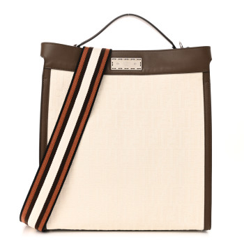 FENDI Canvas FF Embroidered Vitello Grace Peekaboo X-Lite Fit Light Grez Giallo