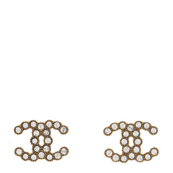 CHANEL Crystal CC Earrings Gold
