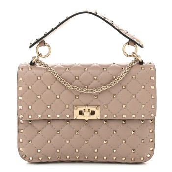 VALENTINO GARAVANI Lambskin Medium Rockstud Spike Shoulder Bag Poudre
