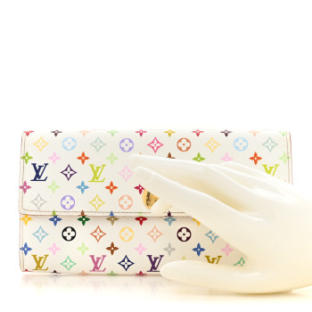 LOUIS VUITTON Monogram Multicolor Sarah Wallet White Citron
