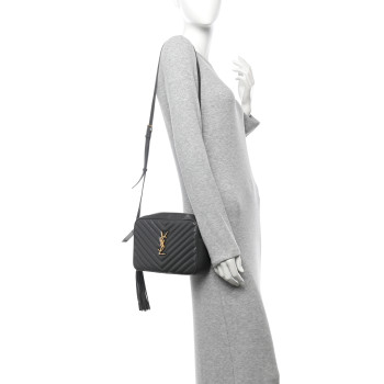 SAINT LAURENT Calfskin Matelasse Monogram Lou Camera Bag Storm
