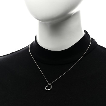 TIFFANY Sterling Silver 14mm Elsa Peretti Open Heart Pendant Necklace