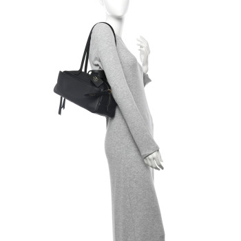 BALENCIAGA Grained Calfskin Small Carrie Bowling Bag Black
