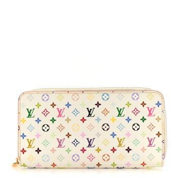 LOUIS VUITTON Monogram Multicolor Zippy Wallet White Litchi