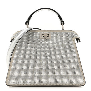 FENDI Crystal Vitello Laminato FF Petite Peekaboo I SEE U Satchel Crystal Argento
