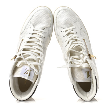 LOUIS VUITTON Monogram Calfskin Rivoli High Top Sneakers 10 White