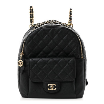 CHANEL Caviar Quilted Medium Zip Around Backpack Black
