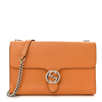 GUCCI Moon Calfskin Medium Interlocking Shoulder Bag  Curcuma