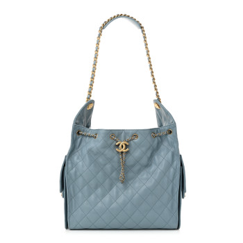 CHANEL Caviar Quilted Medium Chanel 25 Handbag Blue