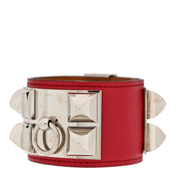 HERMES Box Collier de Chien CDC Bracelet  Rouge Vif