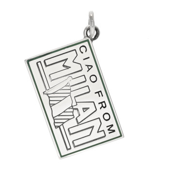 TIFFANY Sterling Silver Enamel Milan Postcard Charm Blue