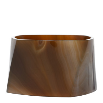 TIFFANY Brown Agate Frank Gehry Torque Wide Bangle Bracelet