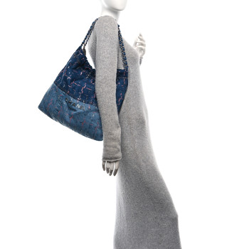 CHANEL Denim Sequin Chanel 22 Blue