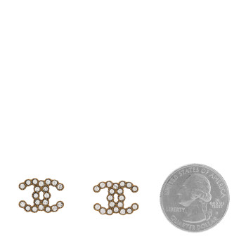 CHANEL Crystal CC Earrings Gold