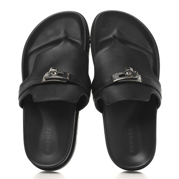 HERMES Calfskin Womens Empire Sandals 37 Black