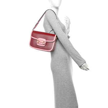 GUCCI Azalea Calfskin Horsebit 1955 Shoulder Bag New Cherry Red Wild Rose