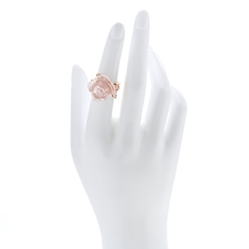 CHRISTIAN DIOR 18K Pink Gold Diamond Rose Quartz Dior Pre Catelan Ring 50 5.25
