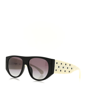 CHANEL Acetate Quilted CC Pilot Sunglasses 71465 White Black
