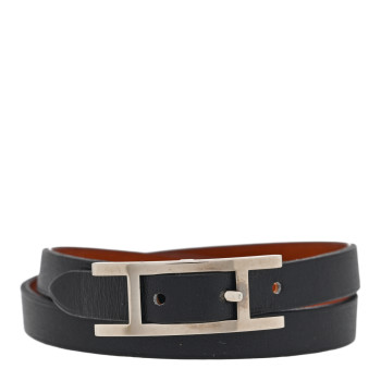 HERMES Chamonix Behapi Double Tour Bracelet S Black Fauve