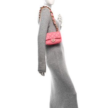 CHANEL Lambskin Quilted Mini Funky Town Flap Pink