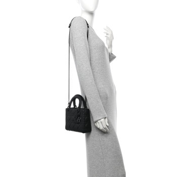 CHRISTIAN DIOR Ultra Matte Calfskin Cannage Mini Lady Dior Black