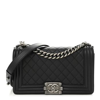 CHANEL Caviar Quilted Medium Boy Flap Black
