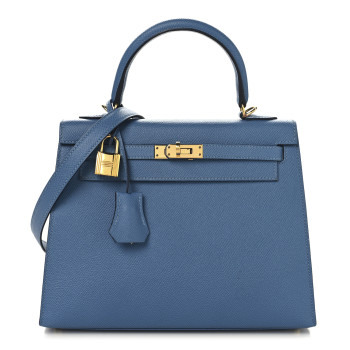 HERMES Epsom Kelly Sellier 25 Bleu Azur